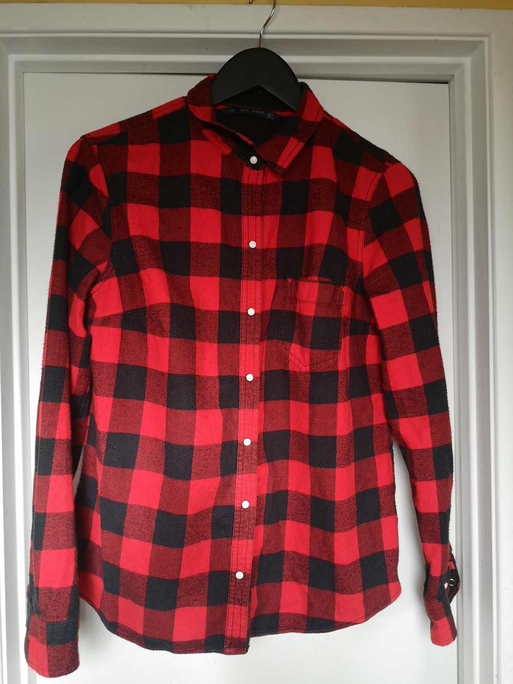Zara Red & Black Check Button-Down Shirt